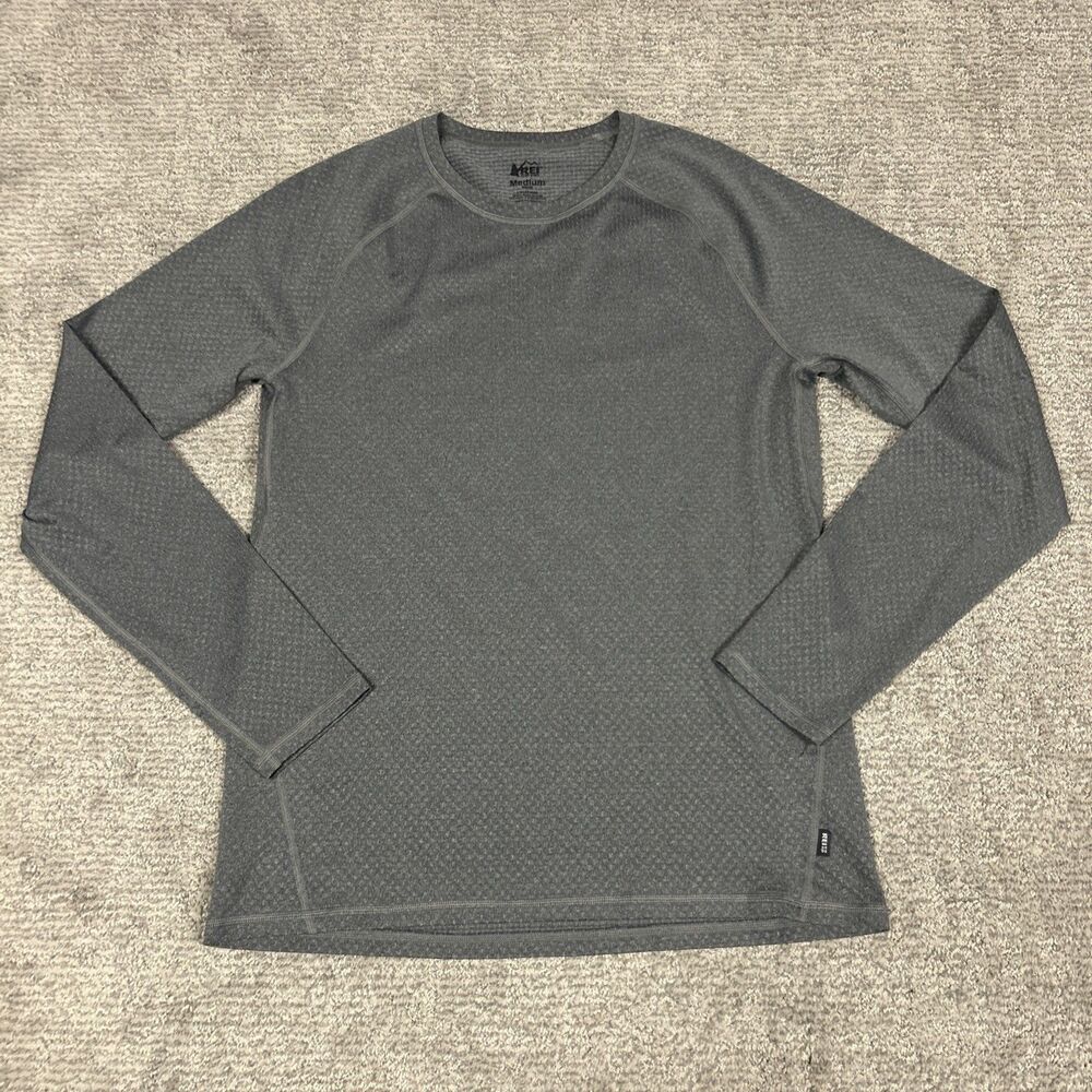 REI Co-op Shirt Mens Medium Gray LS Performance Base Layer Hiking Stretch